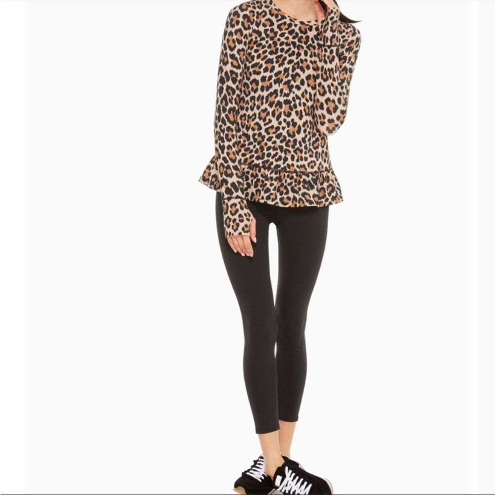 Kate Spade Animal print ruffle hem top Sz M